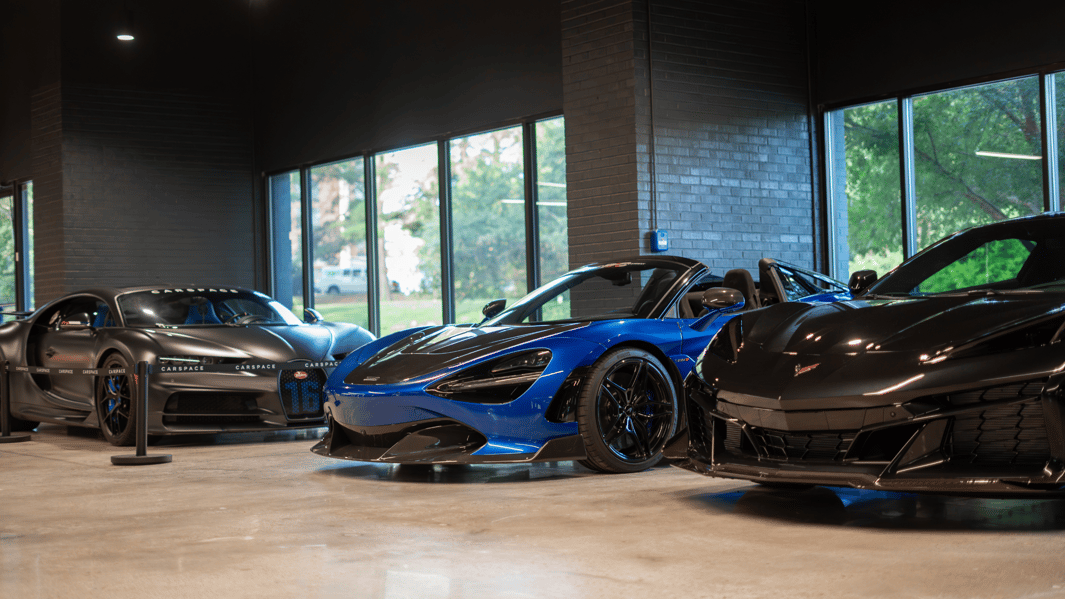 CAR SPACE Raleigh Exotic Car Gallery Chevrolet C8 Corvette Z06 McLaren 720s Bugatti Chiron